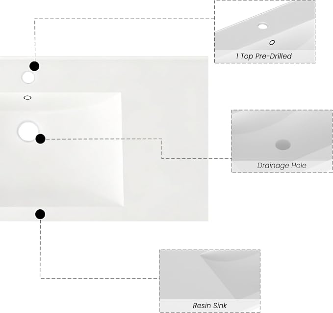 48" Bathroom Vanity with Sink, Undermount Resin Sink, Modern Bathroom Cabinet - Image 7