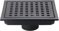6 Inch Square Shower Floor Drain Black Matte, Grille by DEOKXZBathroomMall