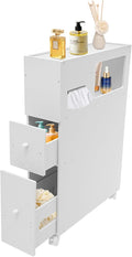 Slim Bathroom Storage Cabinet 4 Layers White Toilet Paper Storage by Unknown