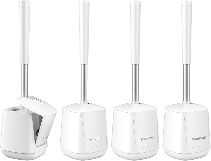 SetSail Toilet Brush 4 Pack Toilet Bowl Brush and Holder Toilet Cleaner Brush by SetSail