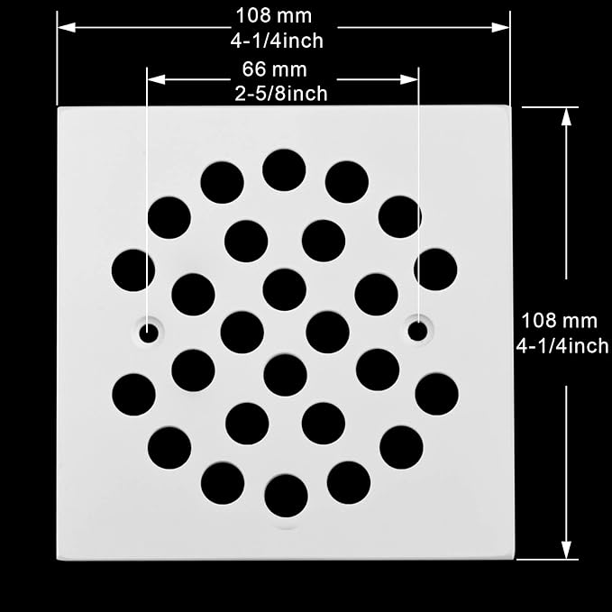 Square 4-1/4 Inch Screw-in Shower Drain Cover Replacement Square Floor Drainer - Image 2