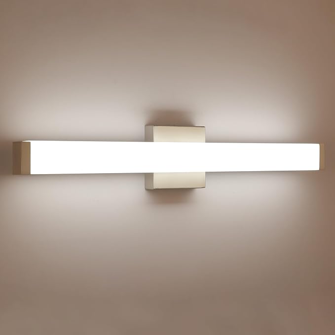 Bathroom Vanity Light Brushed Nickel Square LED 24 inch 14W 4000K Natural White by Enjoyyourhealthylife
