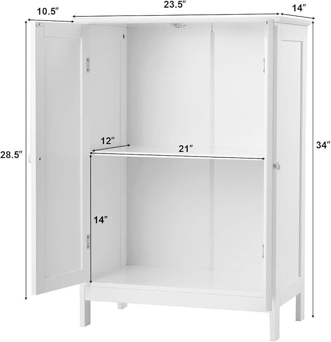 Tangkula Bathroom Floor Cabinet, Freestanding Storage Cabinet - Image 3