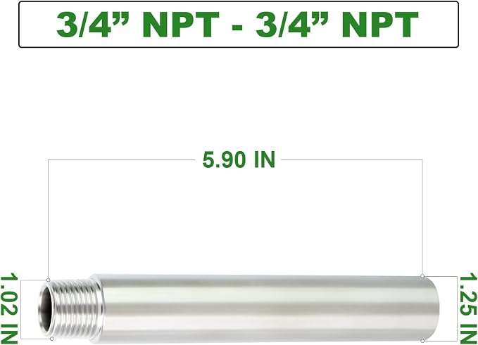 TAISHER 2PCS Stainless Steel Pipe Fittings, 3/4" NPT Male x 3/4" NPT Female - Image 4