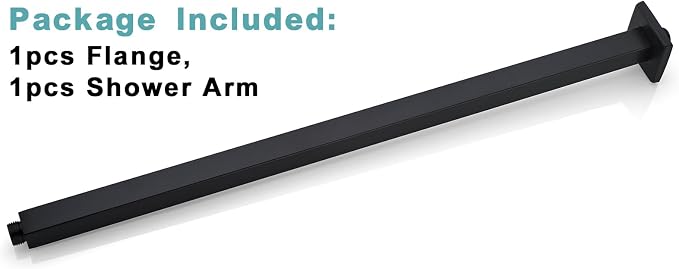 BESTILL 24 Inch Matte Black Ceiling Mount Shower Arm and Flange, Square Rain - Image 6