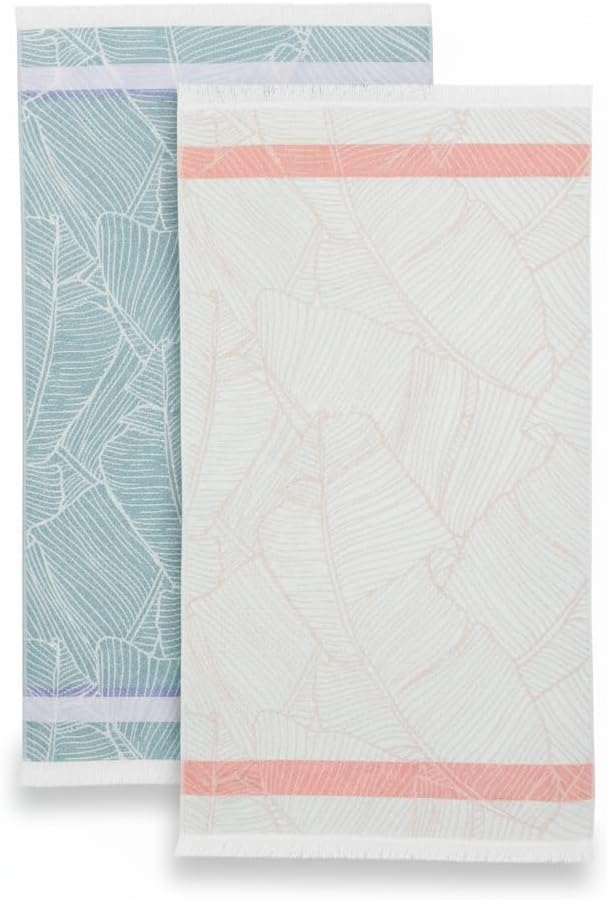 SOFE H&L | LINVIA Foutah Quick Dry Beach Towel Pack of 2 Leaves by SOFEHomeLiving