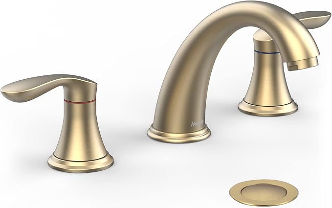 Bathroom Sink Faucet, Dual Handle Widespread Bathroom Faucet 3-Hole Design by Unknown