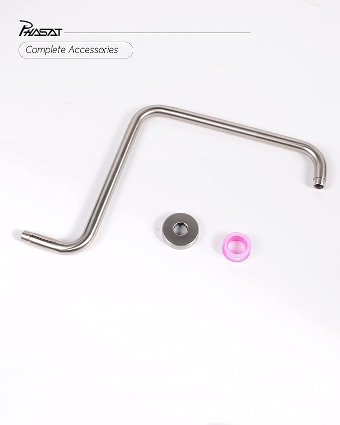 PHASAT S Shaped Shower Arm, 16.65 Inches High Rise Shower Arm - Image 6