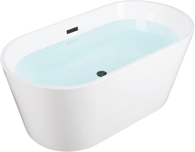 WOODBRIDGE 59" Acrylic Freestanding Bathtub Contemporary Soaking Tub, B0014 ORB by WOODBRIDGE