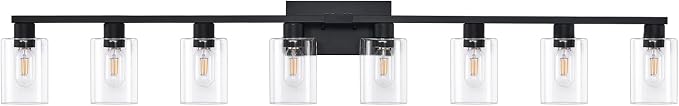 8-Light Black Vanity Light Fixtures, Vanity Lights Clear Glass ShadeRust and - Image 7