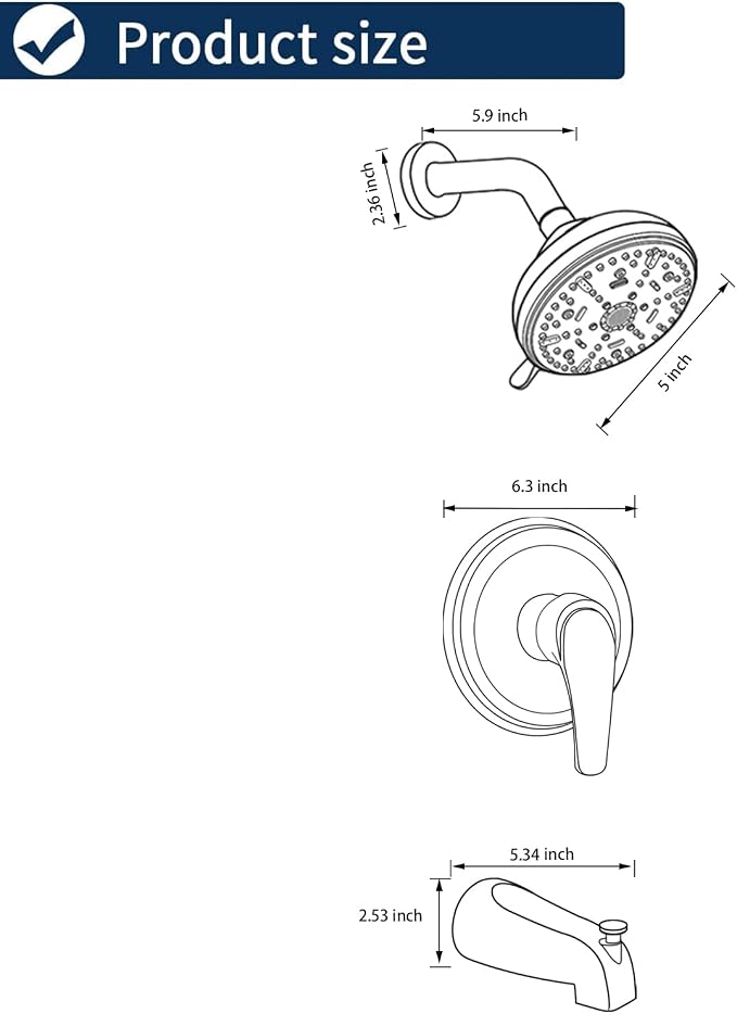 Tub Shower Faucet Combo Set Bathtub Faucet Set Shower System - Image 8