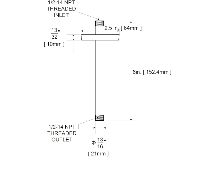 OFFO Shower Arm with Flange Ceiling Mount Replacement Rain Shower Head Straight - Image 7