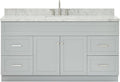 ARIEL Hamlet 67" Grey Bathroom Vanity, 1.5" Edge Italian Carrara Marble by Ariel