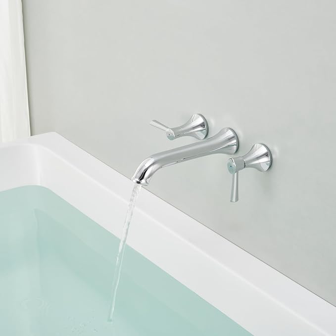 Wall Mount Tub Filler Brass Tub Faucet Chrome Bathroom Bathtub Faucets - Image 3