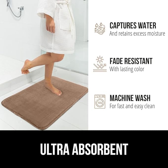 GORILLA GRIP Memory Foam Bath Mat, Soft Absorbent Velvet Bathroom Mats - Image 5