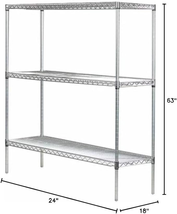 Omega 18" Deep x 24" Wide x 63" High 3 Tier Chrome Starter Shelving Unit - Image 2