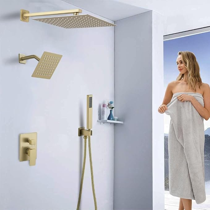 Shower Faucet Set Brushed Gold Shower System, Knob Switch Diverter Shower Faucet - Image 2