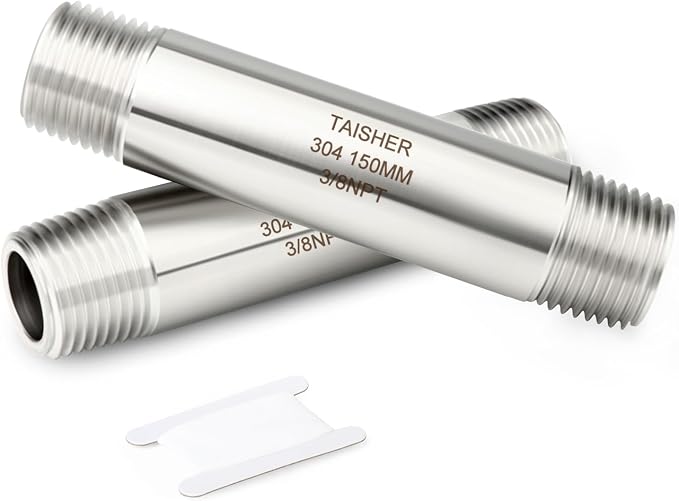 TAISHER 2PCS Stainless Steel Pipe Fittings, 3/8" NPT Male x 3/8" NPT Male by TAISHER