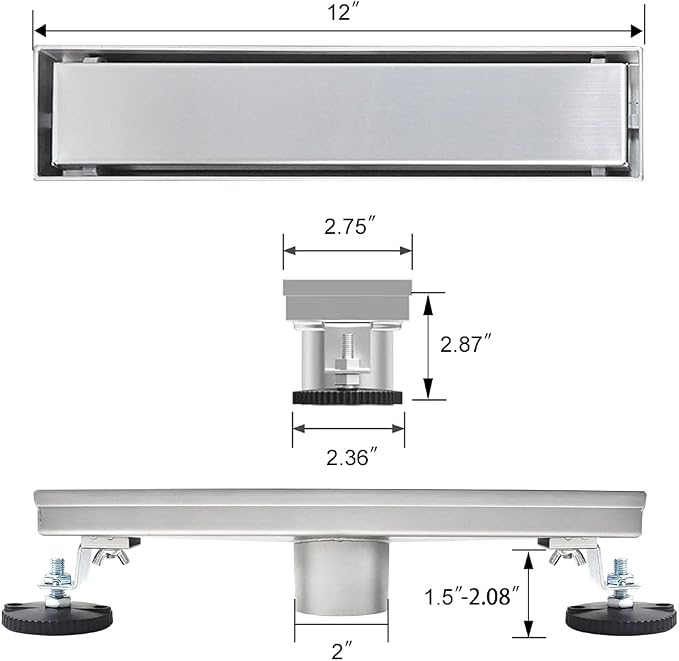 Linear Shower Drain, 12 inch Drain - Image 7