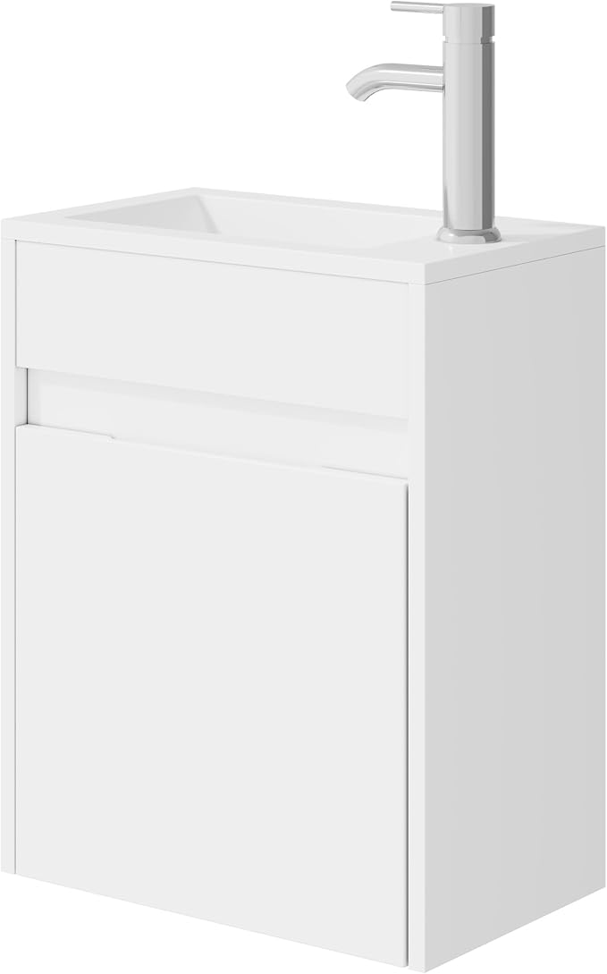 eclife 16" Small Bathroom Vanity Sink Combo, Modern Painted Wall Mounted - Image 7