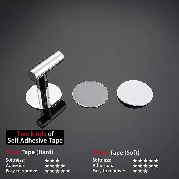 JQK Self Adhesive Towel Hook Chrome, No Drill Stick on Coat Robe Clothes Wall - Image 7