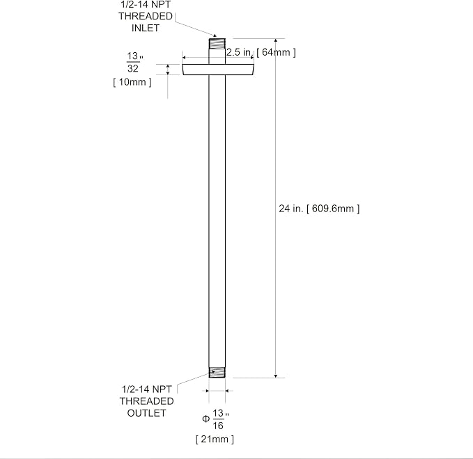 OFFO Shower Arm with Flange, 24 in Ceiling Mount Replacement Rain Shower Head - Image 7