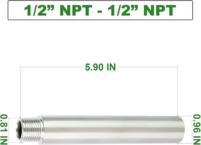 TAISHER 2PCS Stainless Steel Pipe Fittings, 1/2" NPT Male x 1/2" NPT Female - Image 4