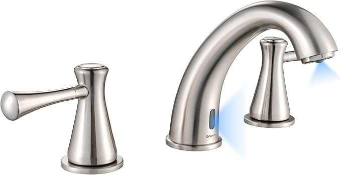 Touchless Bathroom Faucet for 3 Holes 3 Handles, Controlling Temperature & by GOESMO