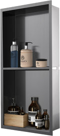 12" x 24" Shower Niche No Tile Needed, 304 Stainless Steel Shower Wall Niche by OUGOO