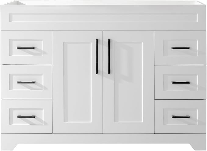 48” Bathroom Vanity Cabinet Without Sink, Modern White Bathroom Storage Cabinet by BUPWHEK
