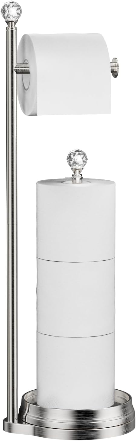 Toilet Paper Holder for Bathroom, Heavy Weighted Metal Free Standing Toilet by Kasunto
