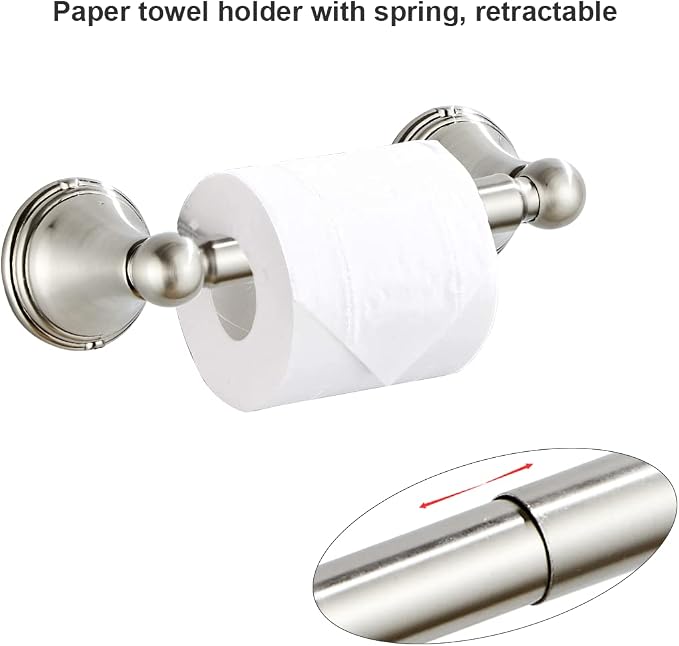 Newfun 8-Pieces Brushed Nickel Bathroom Accessories Set Towel Racks - Image 7