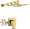 POP SANITARYWARE Shower Faucet Set Brushed Gold Bathroom Rainfall 10 Inch by POPSANITARYWARE