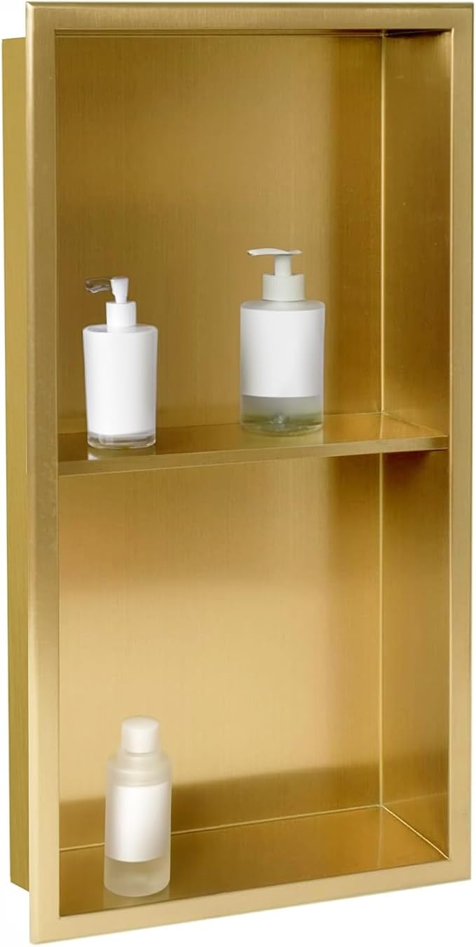 SaniteModar Shower Niche, Stainless Steel Shower Niche 12" X 24" No Tile Needed by SaniteModar