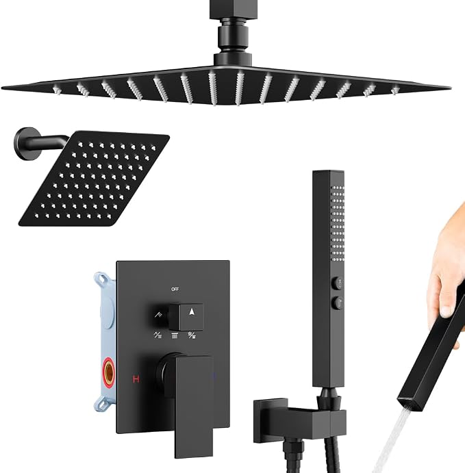 Shower Systems Matte Black Shower Faucet Sets, Bostingner Five Function by Bostingner