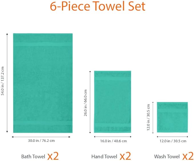 Amazon Basics 6 Piece Oversized Fade resistant Towel set, 100% Cotton towels - Image 6