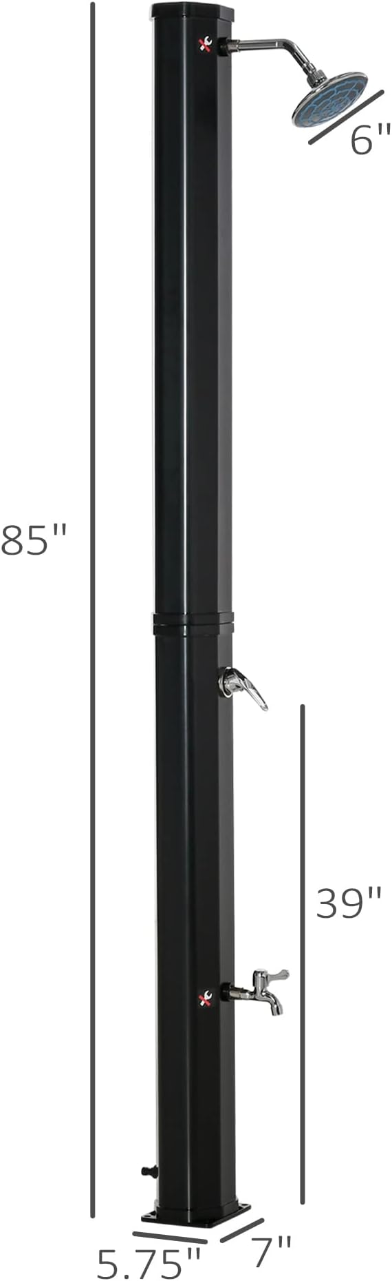 Outdoor Pool Shower Solar Heated, 9.3 Gallon Garden Pool Shower w/ 360° Swivel - Image 5