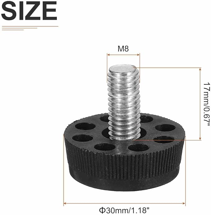 M8x17x30mm Screw on Furniture Glide Leveling Feet - Image 2