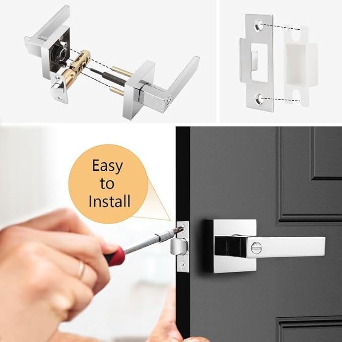 Probrico Privacy Door Levers for Bedroom and Bathroom Keyless Heavy Duty - Image 4