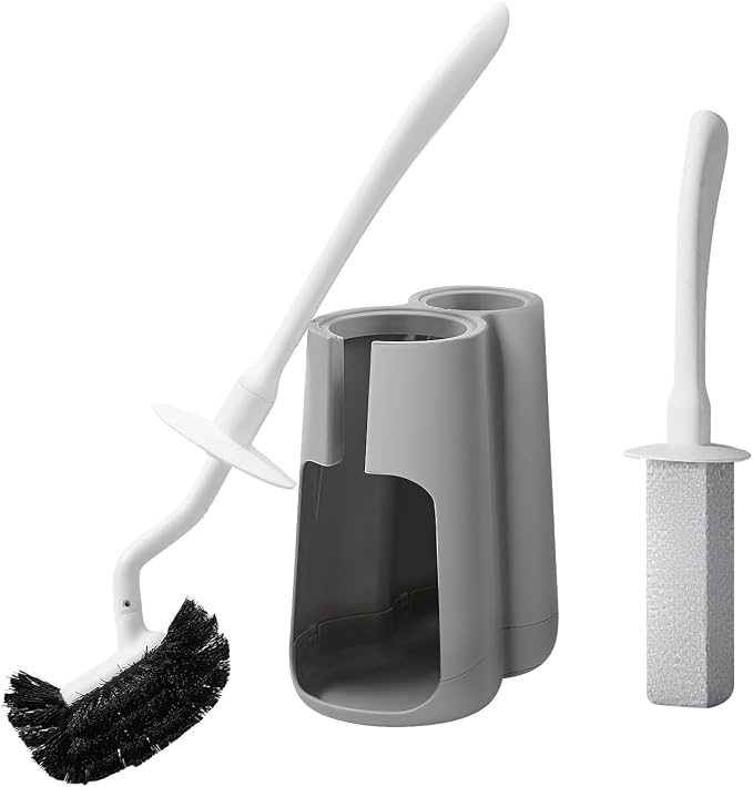 Toilet Brush & Pumice Stone Brush Combo, 2-in-1 Toilet Bowl Brush and Dual-Slot by Unknown