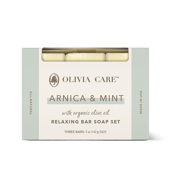 Olivia Care Arnica & Mint All Natural Bar Soap Set, Organic Olive Oil, by OLIVIACARE