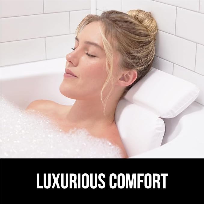 GORILLA GRIP Bath Pillow for Tub, Headrest for Neck and Back Support, Luxury - Image 3