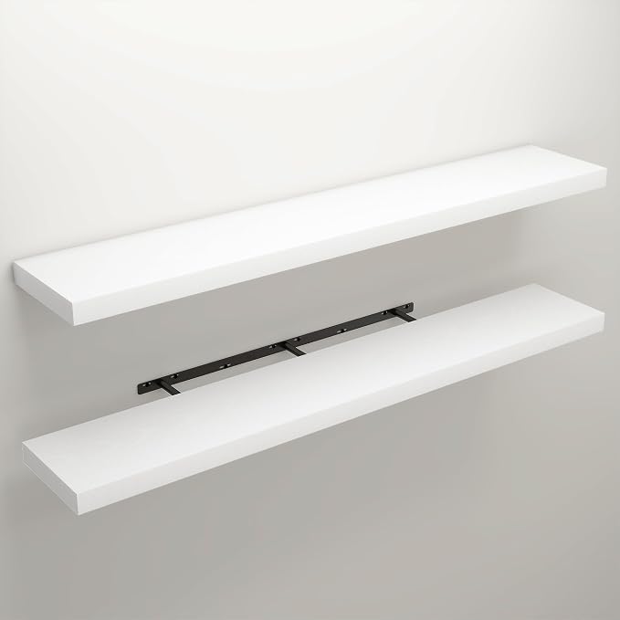 Floating Shelves for Wall, 9.3" Deep Wall Mounted Wood Shelves for Bathroom - Image 3