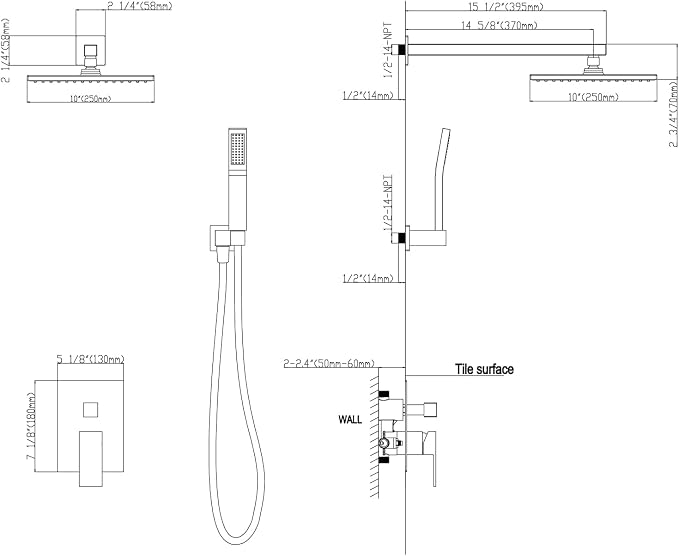 WELLFOR Wall Mounted Shower Faucet Set, Bathroom Showers Faucets, Shower System - Image 5
