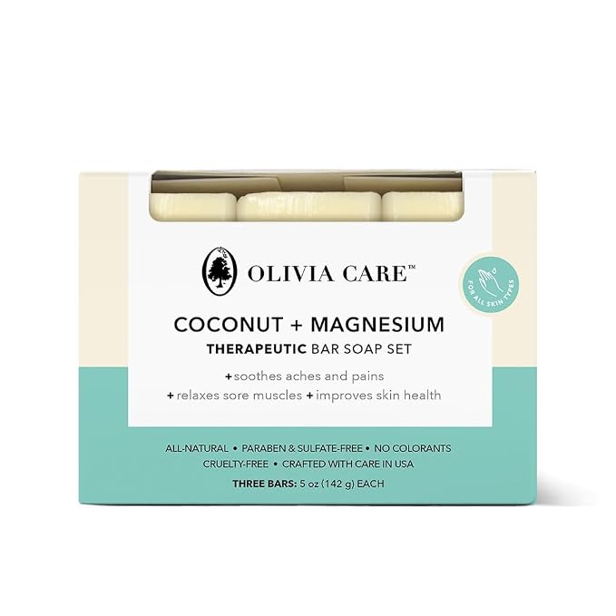 Olivia Care Coconut & Magnesium Bar Soap Set, Moisturizing Triple-Milled Formula by OLIVIACARE