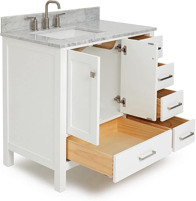 ARIEL Cambridge 37 Inch White Bathroom Vanity - Image 5