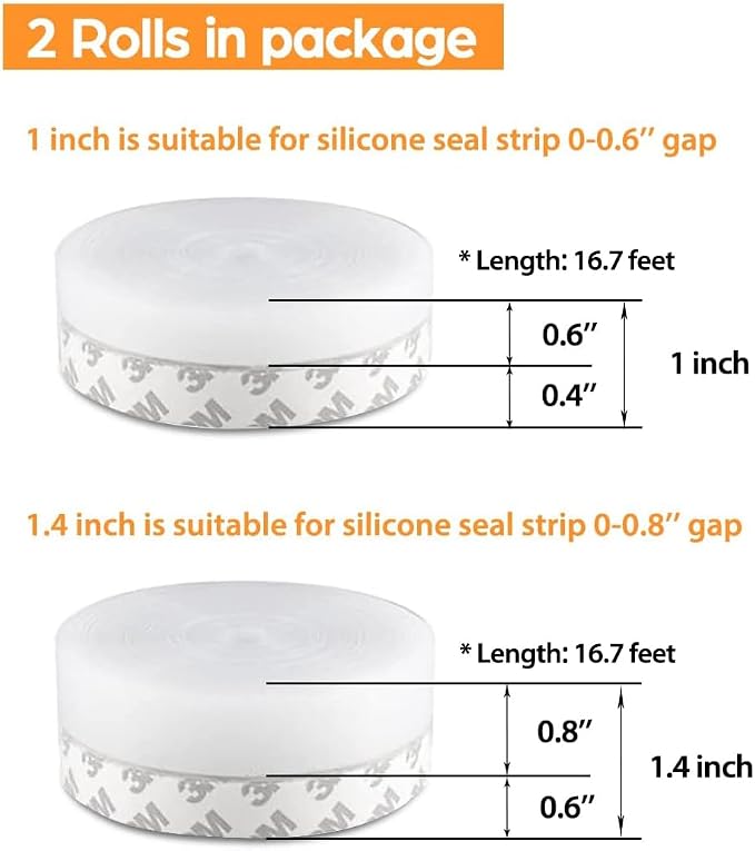 33.5 FT Weather Stripping Door Seal Strip, Shower Door Bottom Seal, Self - Image 2