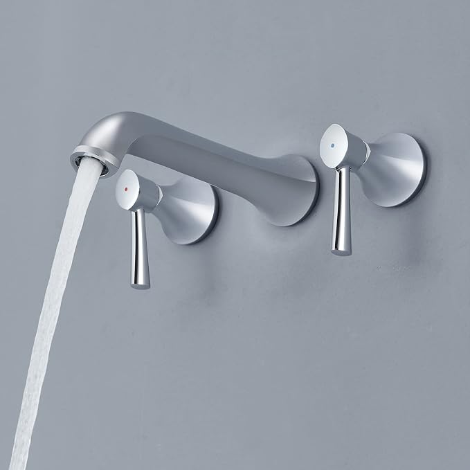 Wall Mount Tub Filler, Roman Tub Faucet Polished Chrome Brass Bathtub Faucets - Image 6