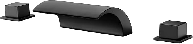 Deck Mount Roman Tub Faucet Matte Black Waterfall Bathtub Faucet Extra High Flow by SUMERAINFAUCETS