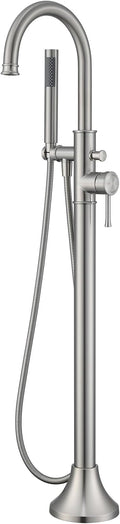 Free Standing Tub Faucet Brushed Nickel Freestanding Bathtub Faucet Floor Mount by wowkksanitaryware